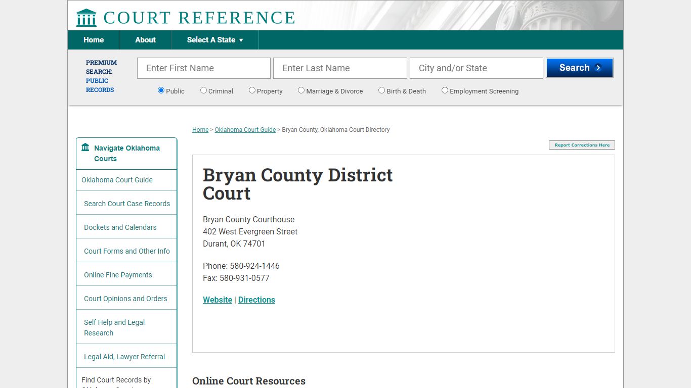 Bryan County District Court - Court Records Directory